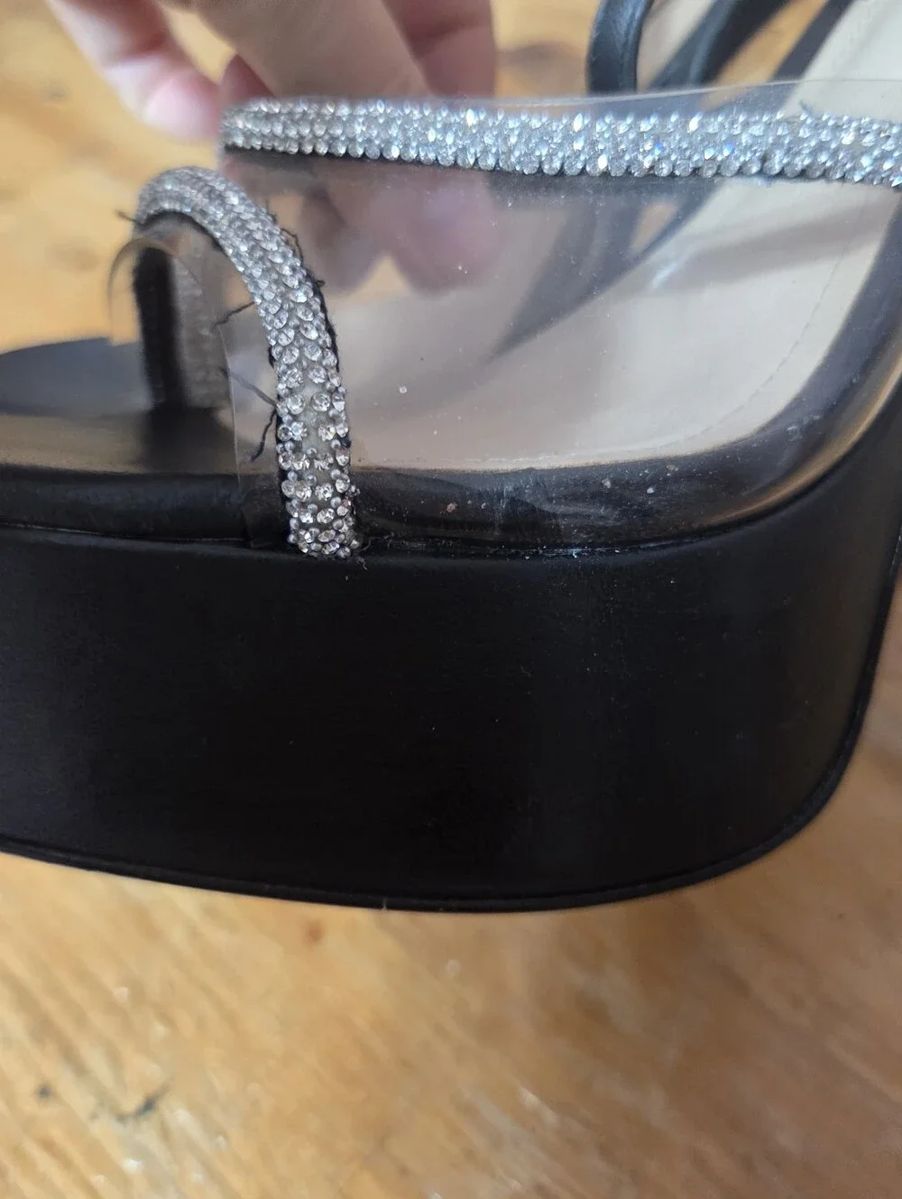 Schutz Aileen Platform Heels Leather Sole Crystals Womens Size 9B Party Formal